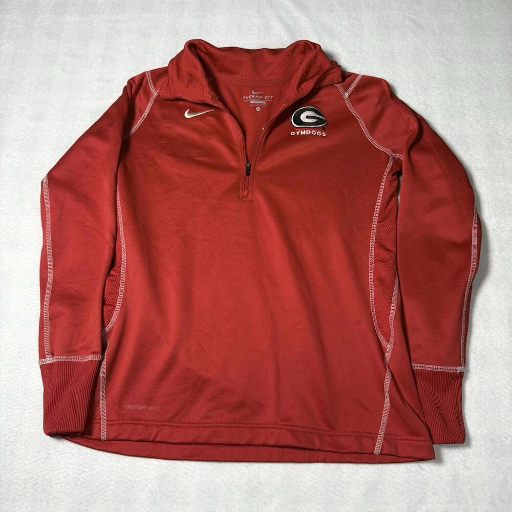 Nike Dri Fit Georgia Bulldogs Gymdogs Quarter Zip Jacket Medium Red Long Sleeve
